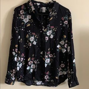 Floral long sleeve button-up